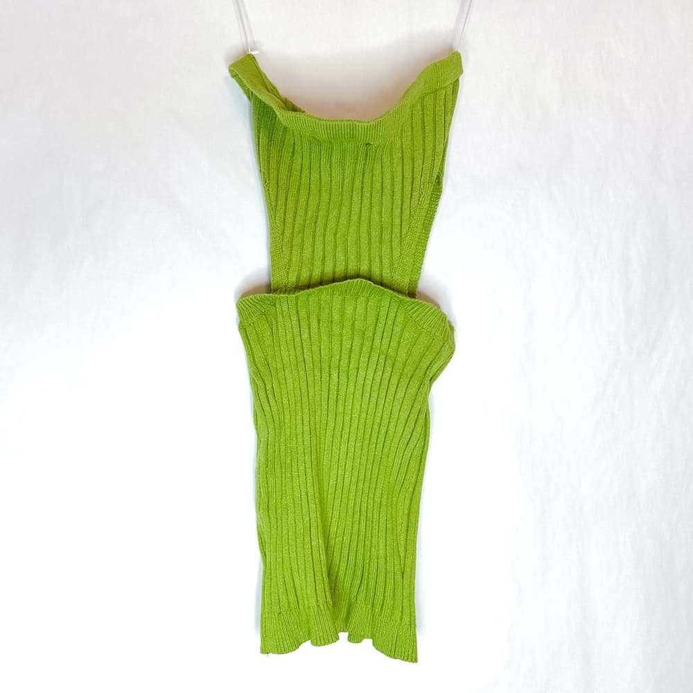 Princess Polly Olia Mini Dress Green Ribbed Cut Out Tube Dress in Size M/L - Thumbnail 10