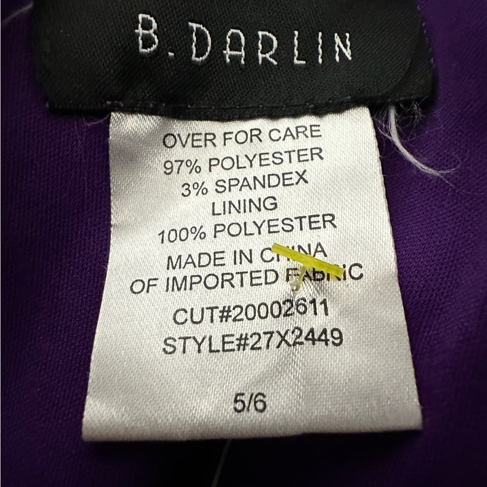 B. Darlin Purple Mini Cocktail Party Dress with Bow Detail Y2K Juniors Size 5/6 - Thumbnail 6