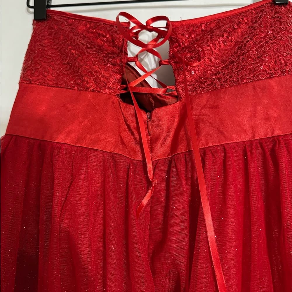 Deb Strapless Red Tulle Corset Dress Lace Up Party Prom Homecoming 11/12 Juniors - Thumbnail 5