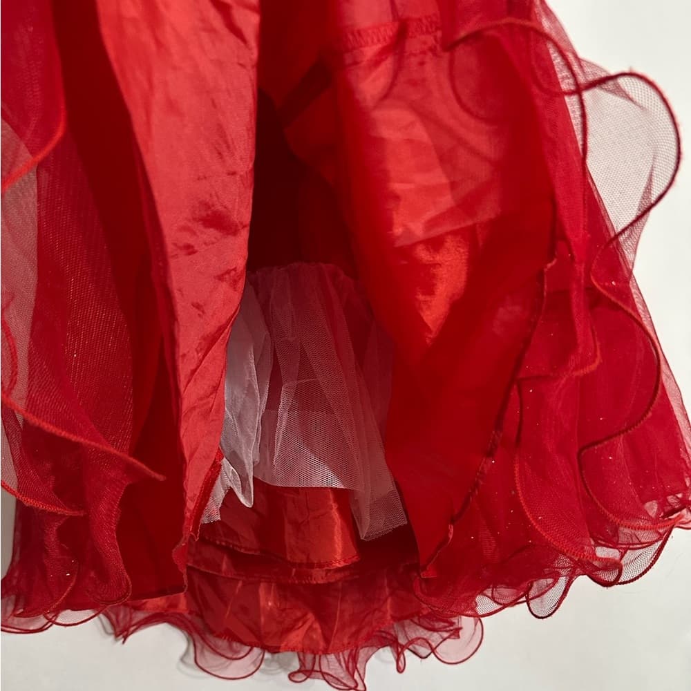 Deb Strapless Red Tulle Corset Dress Lace Up Party Prom Homecoming 11/12 Juniors - Thumbnail 4