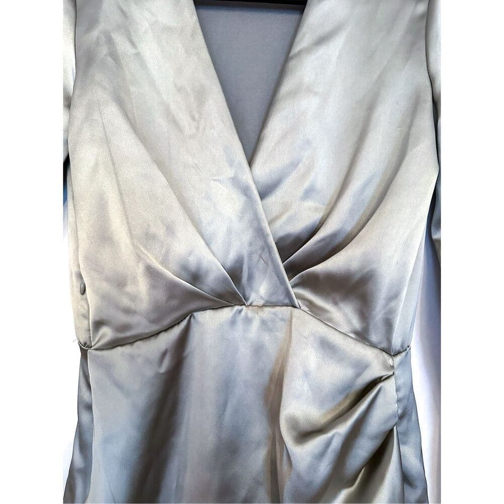 Zara Wrap Satin Effect “Grey Green” Dress Blogger Favorite Womens X-Small - Thumbnail 7