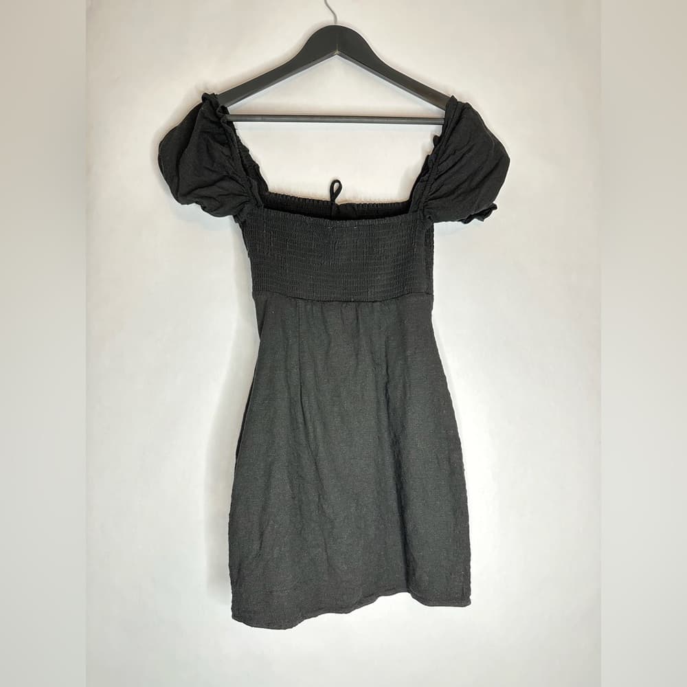ASTR the Label Black Puff Sleeve Nina Mini Dress Smocked Blend Size Small - Thumbnail 10