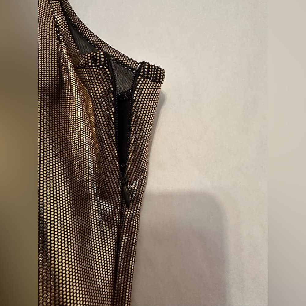 NWT Forever 21 Metallic Gold Mesh Racerback Bodycon Mini Dress - Size Medium - Thumbnail 7