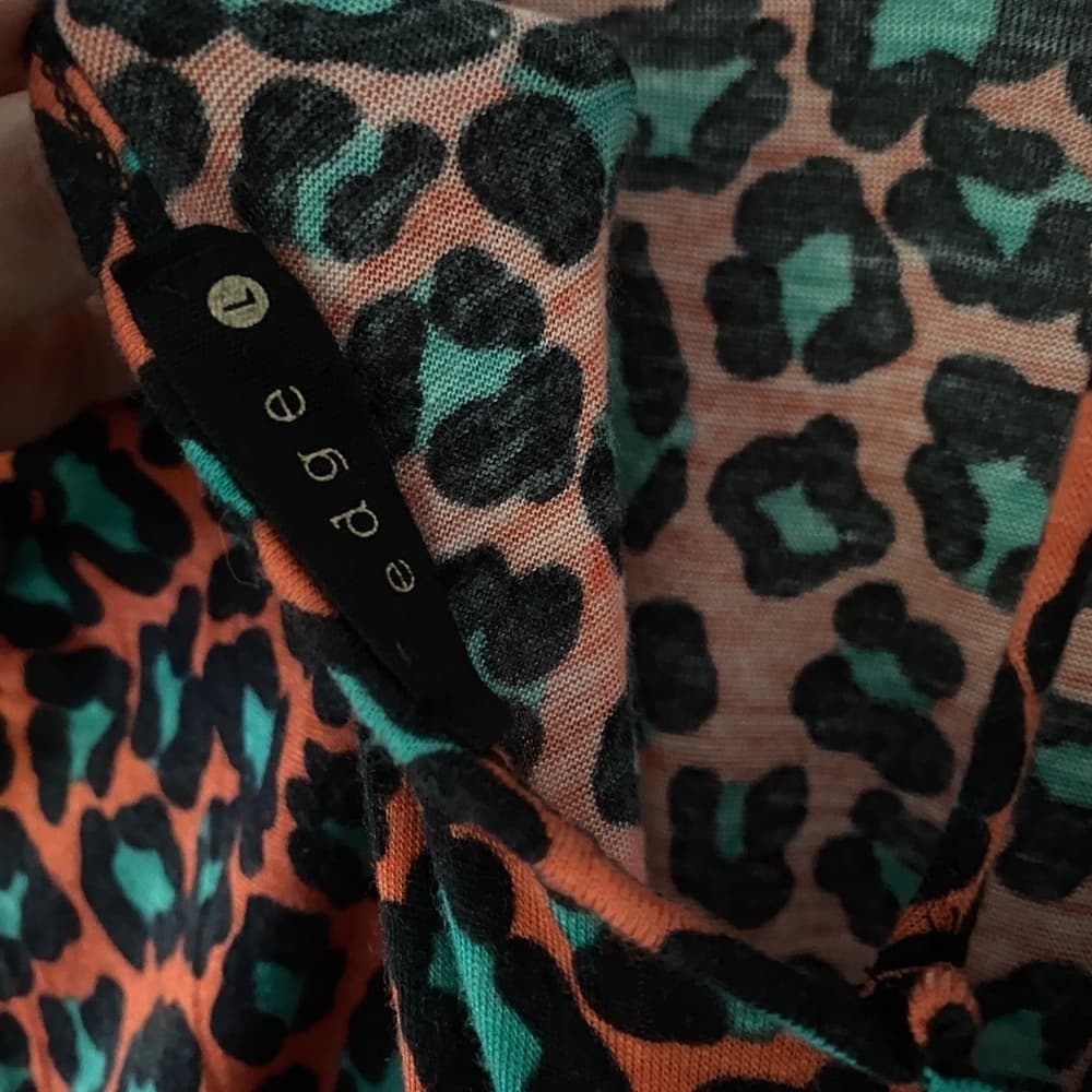 Neon Orange Teal Cheetah Print Mini Dress - Thumbnail 8