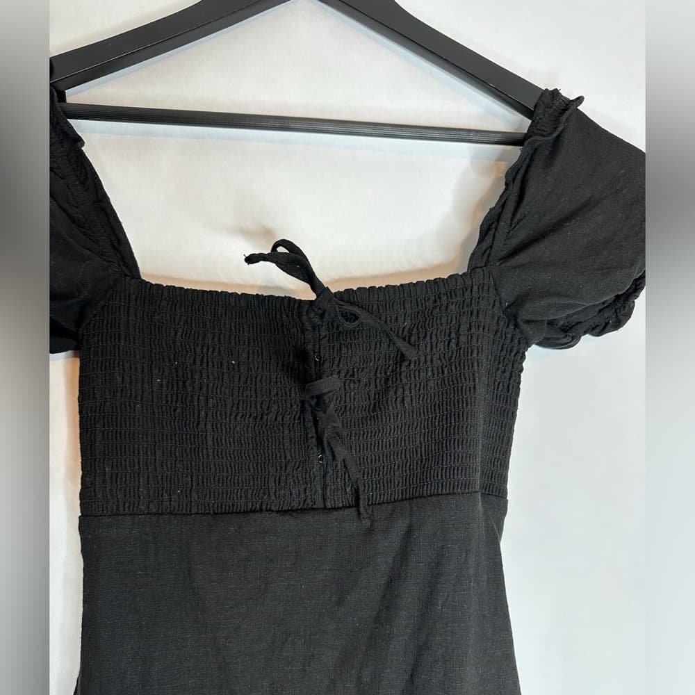 ASTR the Label Black Puff Sleeve Nina Mini Dress Smocked Blend Size Small - Thumbnail 9
