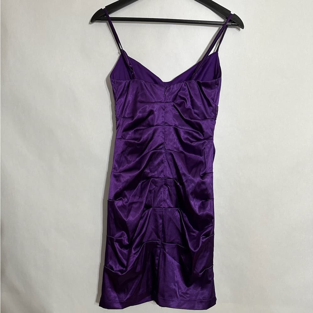 B. Darlin Purple Mini Cocktail Party Dress with Bow Detail Y2K Juniors Size 5/6 - Thumbnail 3