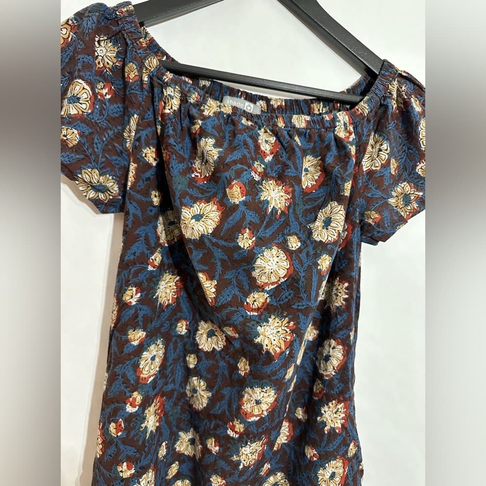 Shade Amour Floral Off-Shoulder Cotton Dress Size Small Vacation Beach Travel