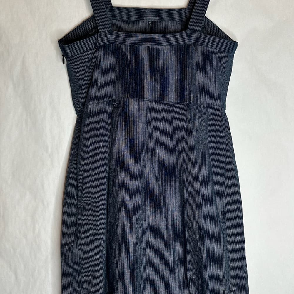 BCBGeneration Denim Pinstripe Mini Apron Overall Mini Dress Size 4 Cottagecore - Thumbnail 8