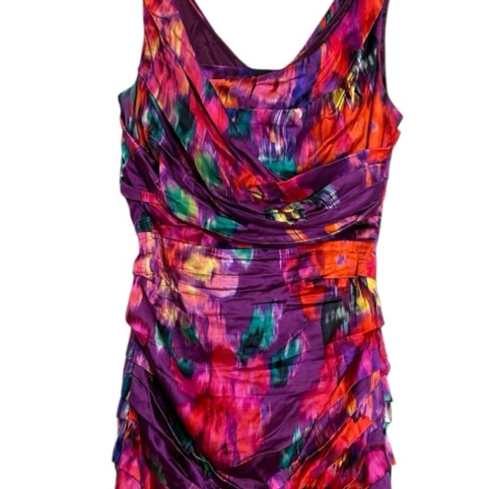 Express Design Studio Multicolor Silk Bodycon Mini Dress Size 6 Glam Cocktail - Thumbnail 8