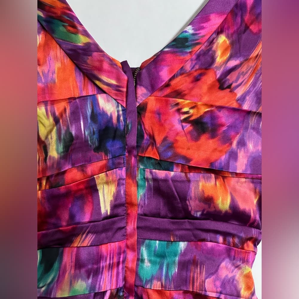 Express Design Studio Multicolor Silk Bodycon Mini Dress Size 6 Glam Cocktail - Thumbnail 3