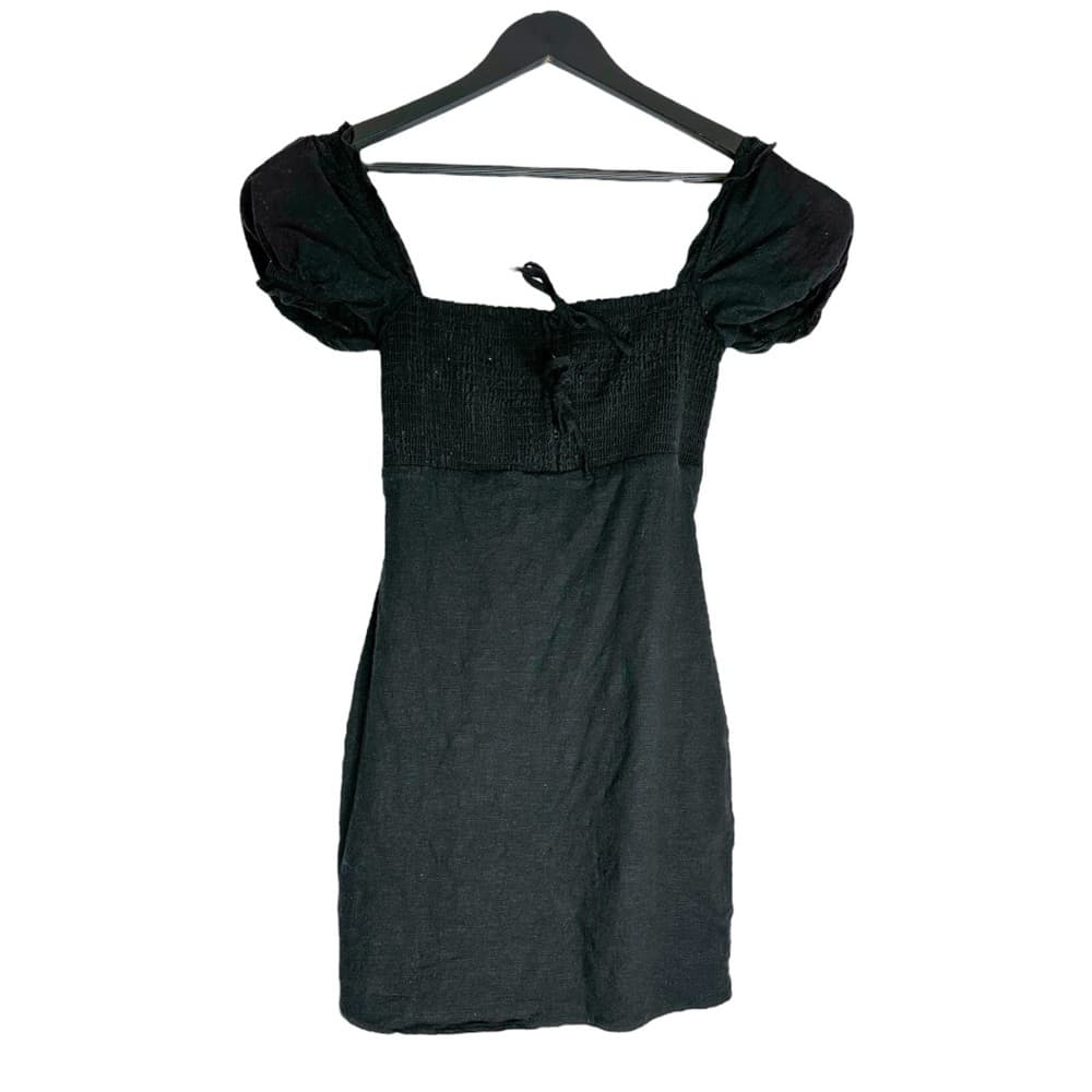 ASTR the Label Black Puff Sleeve Nina Mini Dress Smocked Blend Size Small