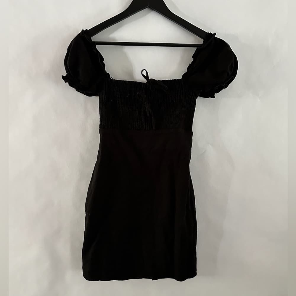 ASTR the Label Black Puff Sleeve Nina Mini Dress Smocked Blend Size Small - Thumbnail 6