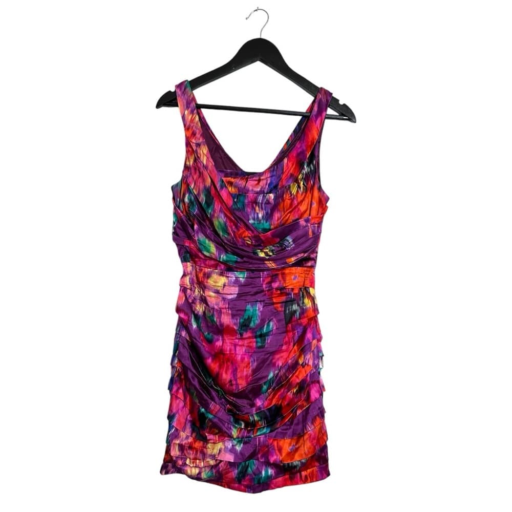 Express Design Studio Multicolor Silk Bodycon Mini Dress Size 6 Glam Cocktail - Thumbnail 9