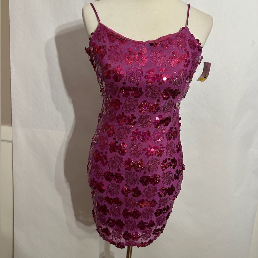 City Studio Sequin Open Back Bodycon Slip Dress Sz 7/8 Juniors Y2K Holiday Party - Thumbnail 5