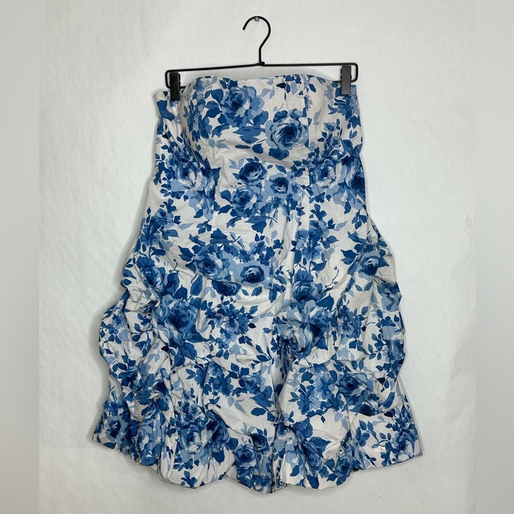 Deb Blue White Floral Strapless Ruffle Dress Y2K Mini Party Summer 16 SEE NOTE