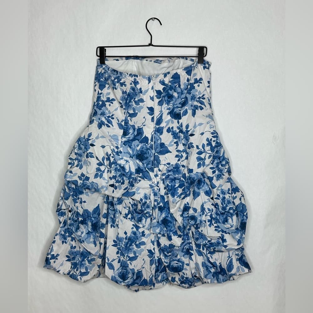 Deb Blue White Floral Strapless Ruffle Dress Y2K Mini Party Summer 16 SEE NOTE - Thumbnail 2