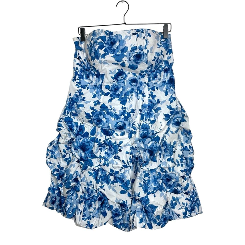Deb Blue White Floral Strapless Ruffle Dress Y2K Mini Party Summer 16 SEE NOTE - Thumbnail 8