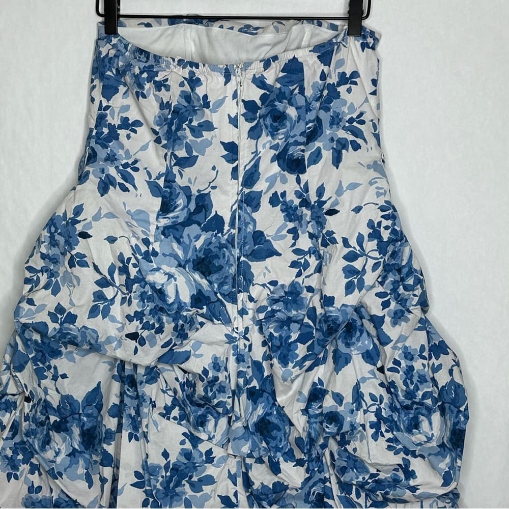 Deb Blue White Floral Strapless Ruffle Dress Y2K Mini Party Summer 16 SEE NOTE - Thumbnail 3