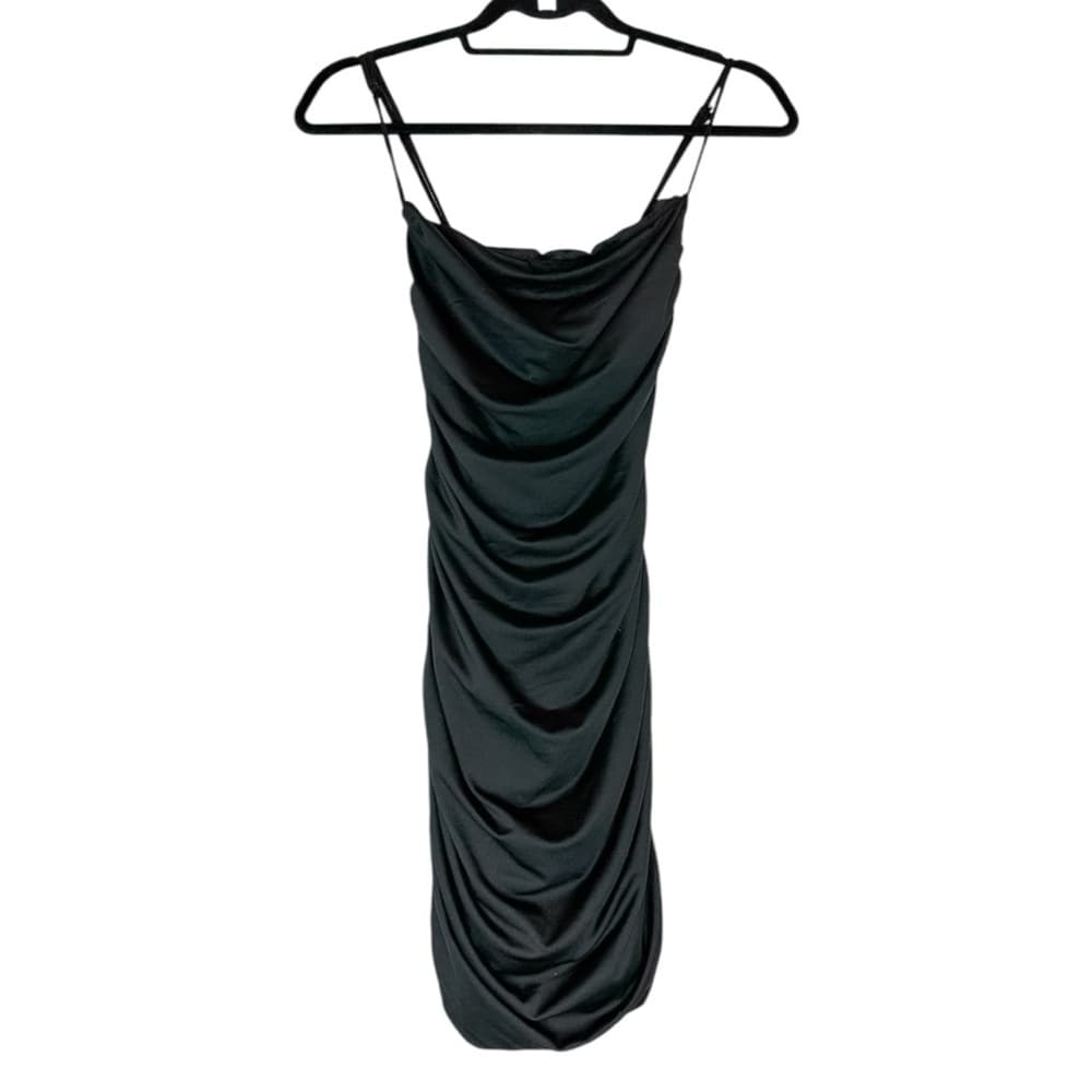 Princess Polly Dottie Mini Dress Black Ruched Crossed Back Straps Size US 8 - Thumbnail 3