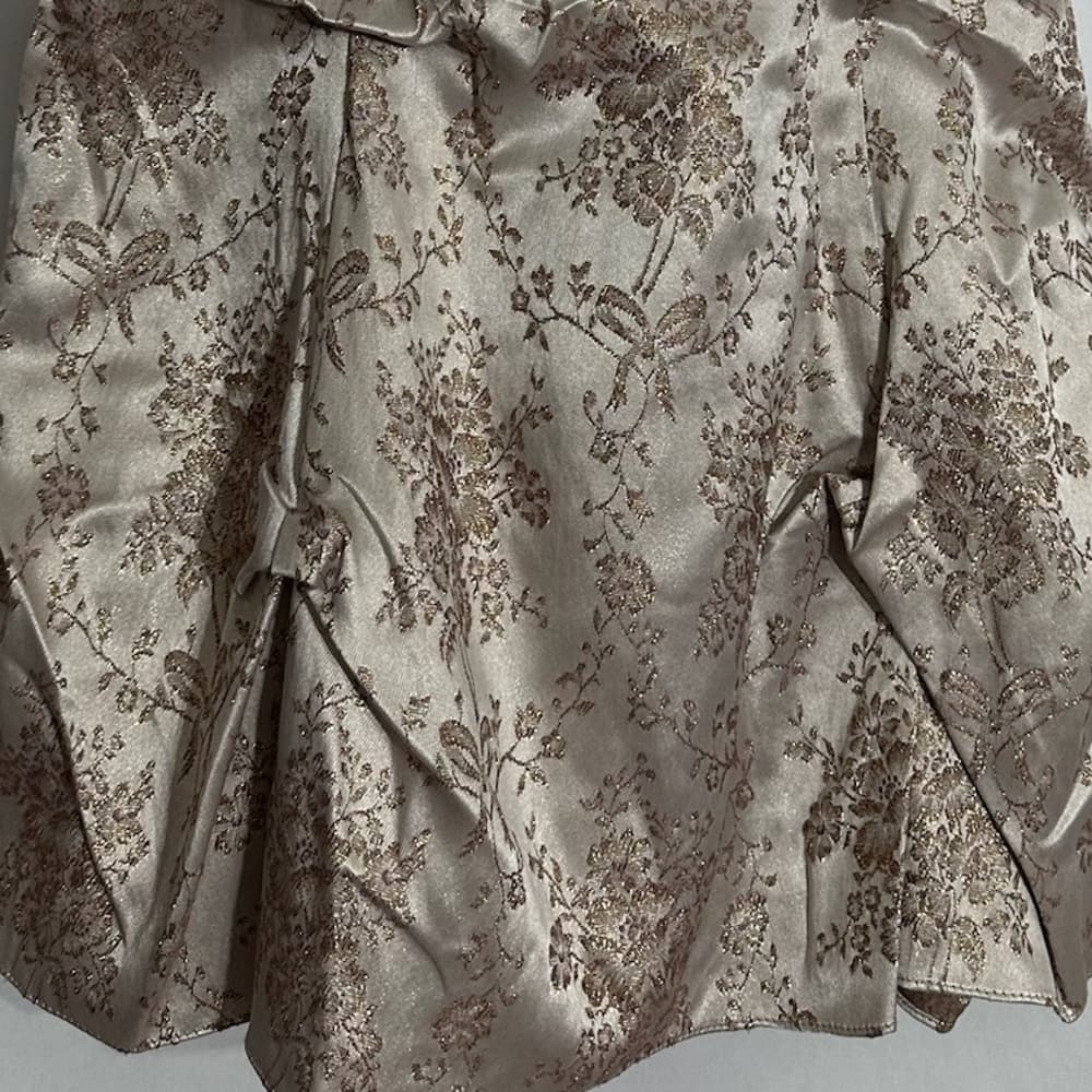 Zum Zum by Niki Livas Strapless Brocade Party Dress Champagne Y2K Size 1 Juniors - Thumbnail 6