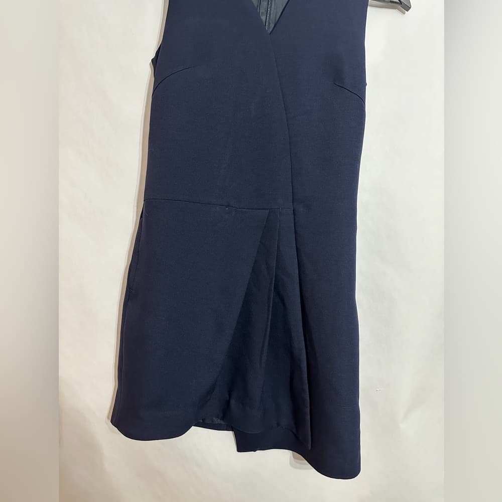 Osman London Navy Sleeveless Asymmetrical Structured Dress A Line US 2 Luxury - Thumbnail 11