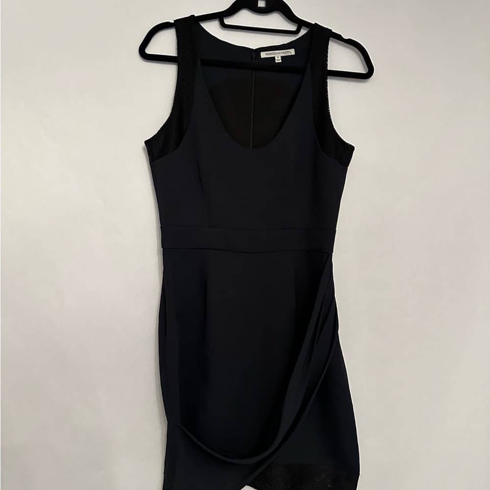Rebecca Minkoff Acapulco Dress Navy Black Mesh Size 4 Sleek Sleeveless Office - Thumbnail 3