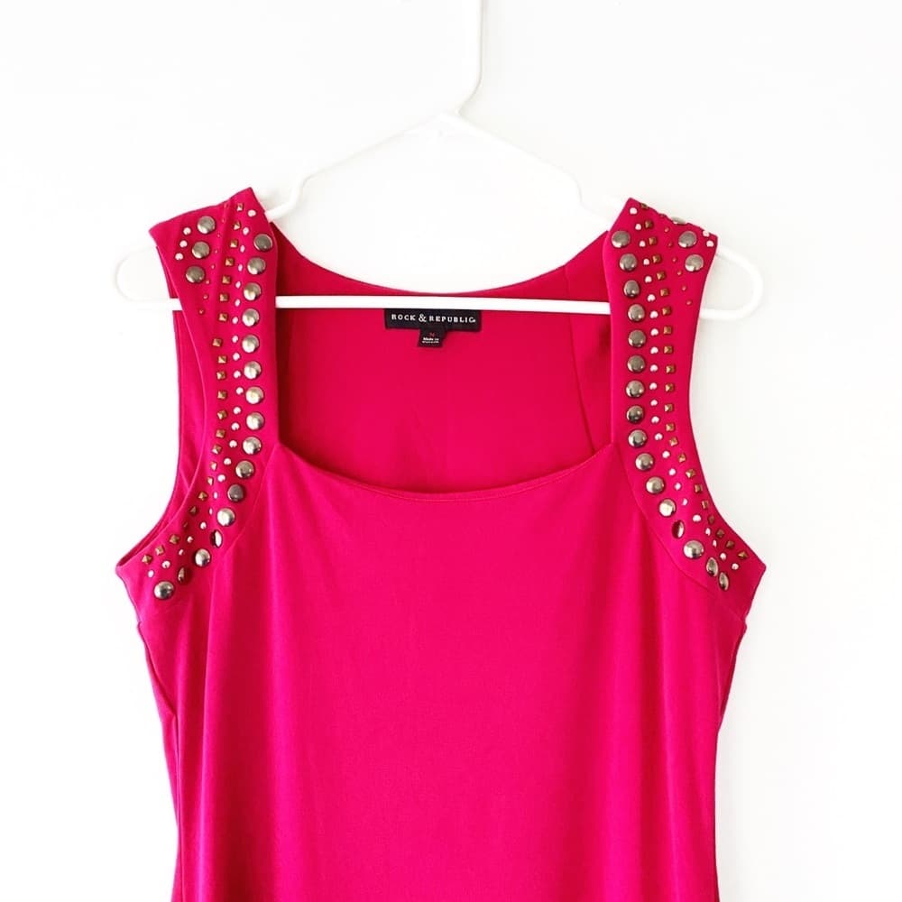 Rock & Republic Fuchsia Pink Studded Bodycon Dress | Size Medium - Thumbnail 4
