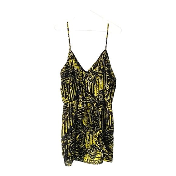 Blue Rain for Francesca’s Black/Yellow Graphic Print Mini Dress Spaghetti Straps - Thumbnail 9
