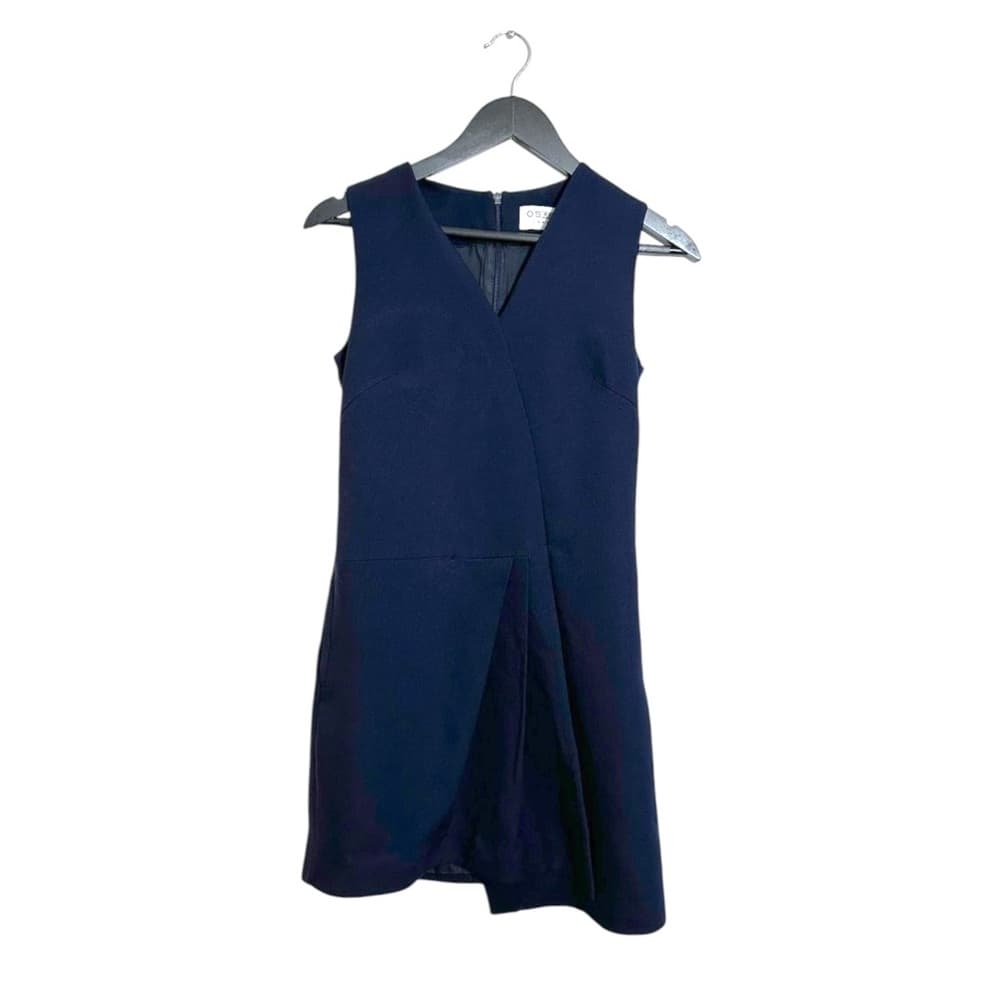 Osman London Navy Sleeveless Asymmetrical Structured Dress A Line US 2 Luxury
