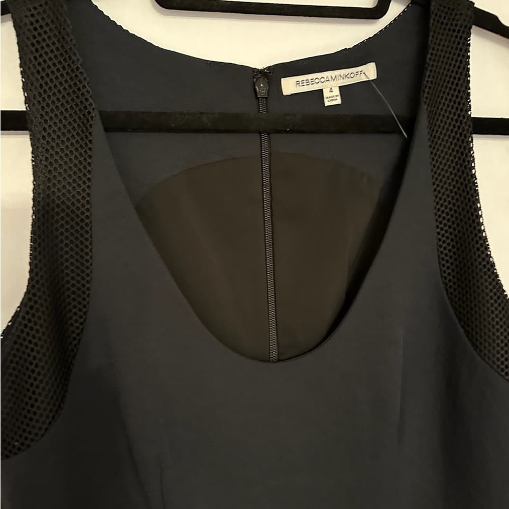 Rebecca Minkoff Acapulco Dress Navy Black Mesh Size 4 Sleek Sleeveless Office - Thumbnail 8