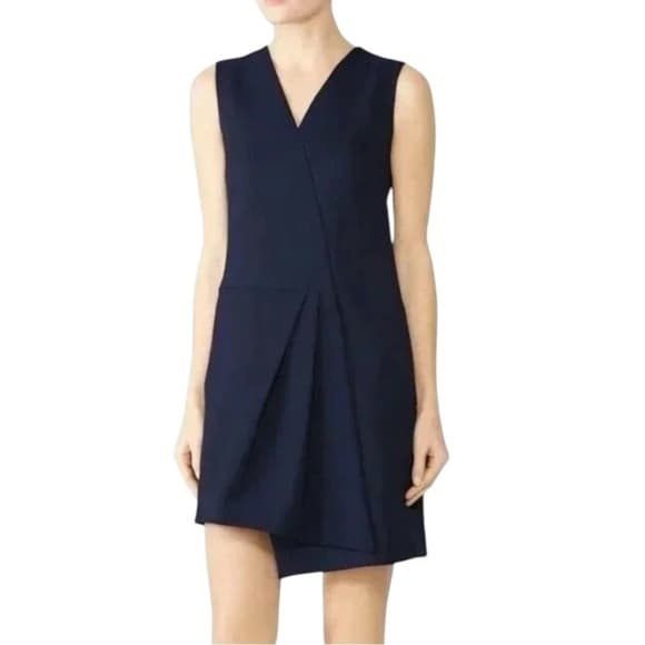 Osman London Navy Sleeveless Asymmetrical Structured Dress A Line US 2 Luxury - Thumbnail 14