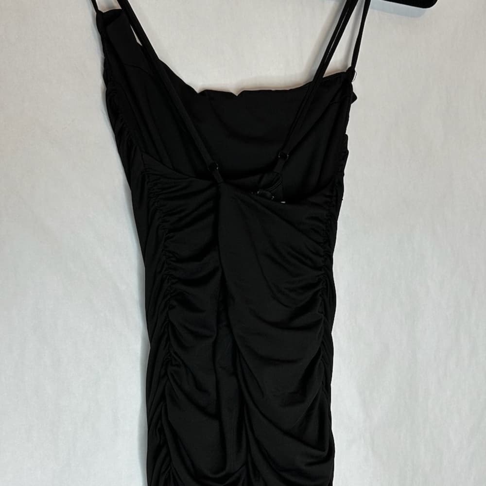 Princess Polly Dottie Mini Dress Black Ruched Crossed Back Straps Size US 8 - Thumbnail 8