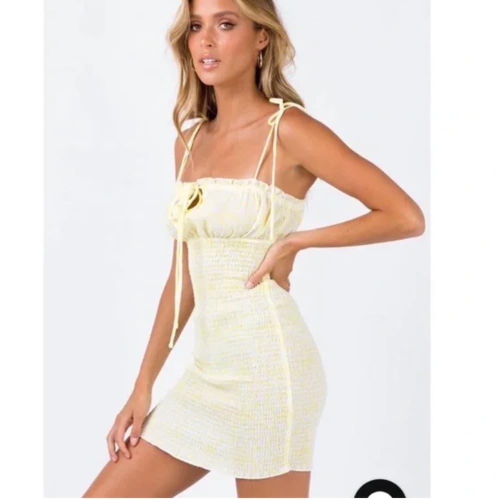 Princess Polly Korina Dress in Gingham Yellow and White US Size 4 Summer Mini - Thumbnail 4