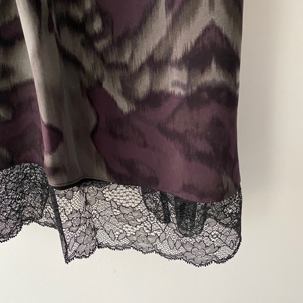 Robert Rodriguez Scoop Neck Silk Shift Dress Multi Color Graphic Print Lace Trim - Thumbnail 3