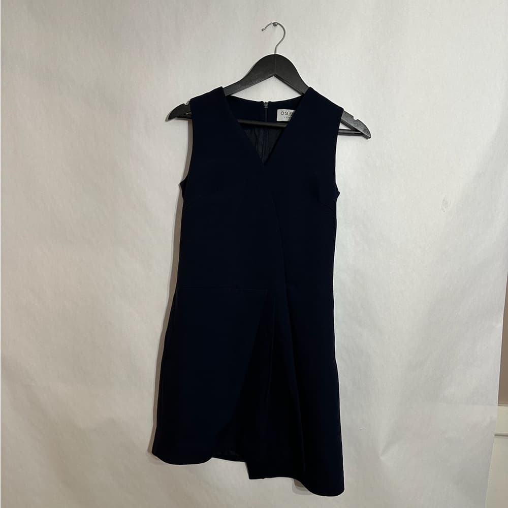 Osman London Navy Sleeveless Asymmetrical Structured Dress A Line US 2 Luxury - Thumbnail 4