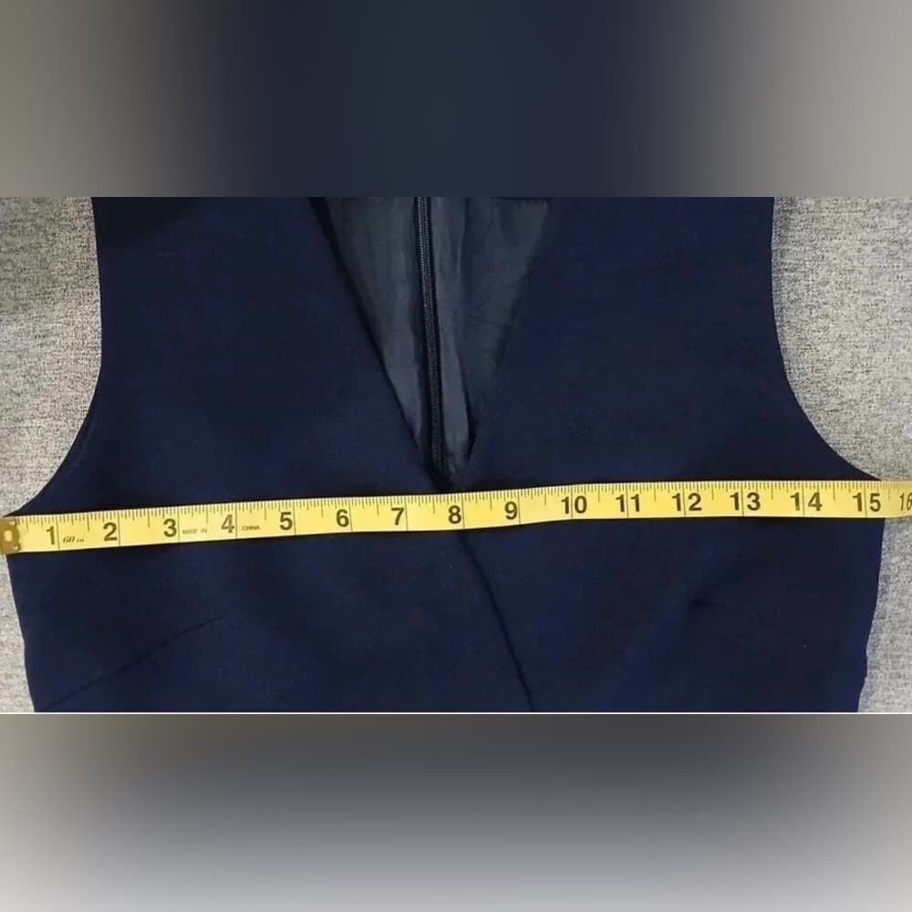 Osman London Navy Sleeveless Asymmetrical Structured Dress A Line US 2 Luxury - Thumbnail 8
