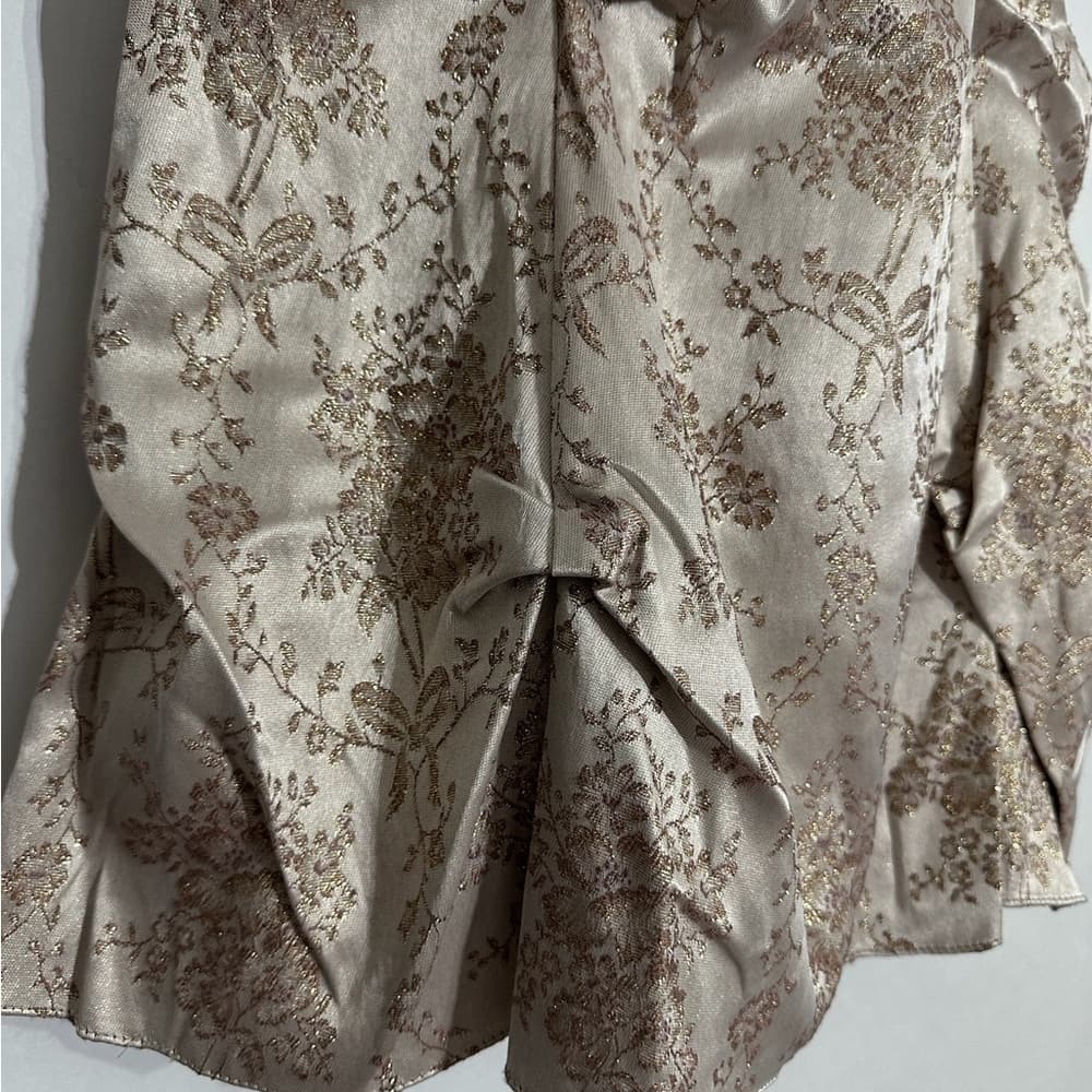 Zum Zum by Niki Livas Strapless Brocade Party Dress Champagne Y2K Size 1 Juniors - Thumbnail 7