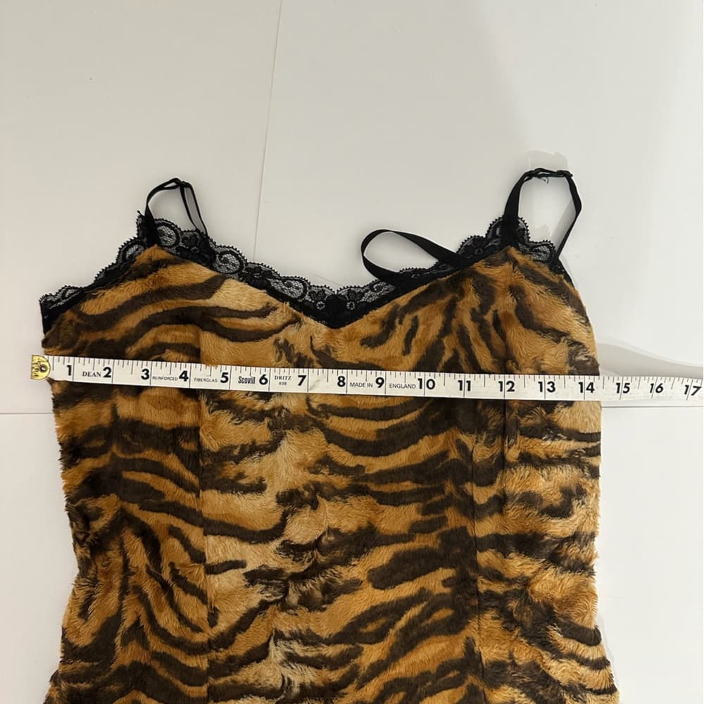 D&G Dolce & Gabbana Tiger Faux Fur Slip Dress Lace Vintage Y2K 38 (IT) / 2 (US) - Thumbnail 8