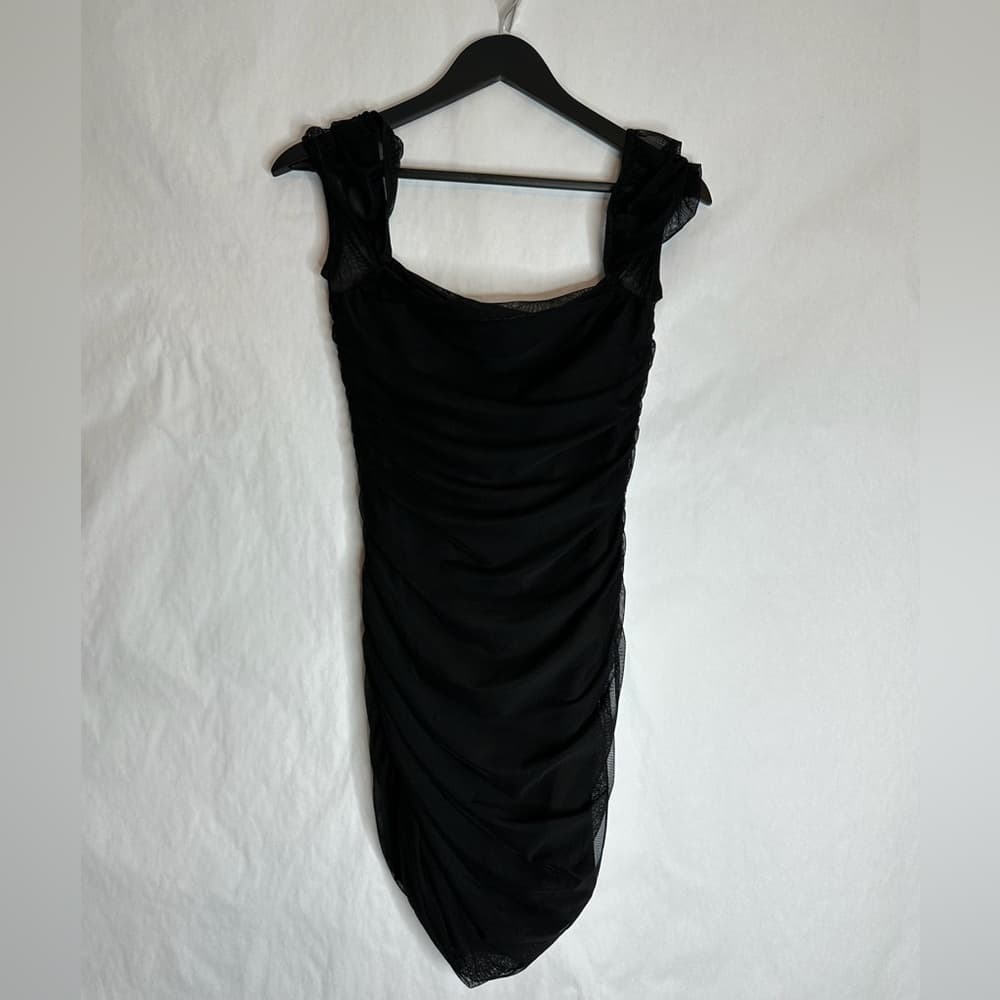 Princess Polly Charvi Mini Dress in Black Mesh Off or On Shoulder in Size US 8 - Thumbnail 10