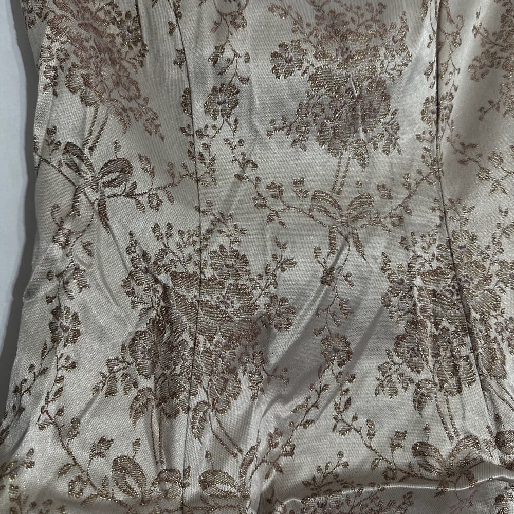 Zum Zum by Niki Livas Strapless Brocade Party Dress Champagne Y2K Size 1 Juniors
