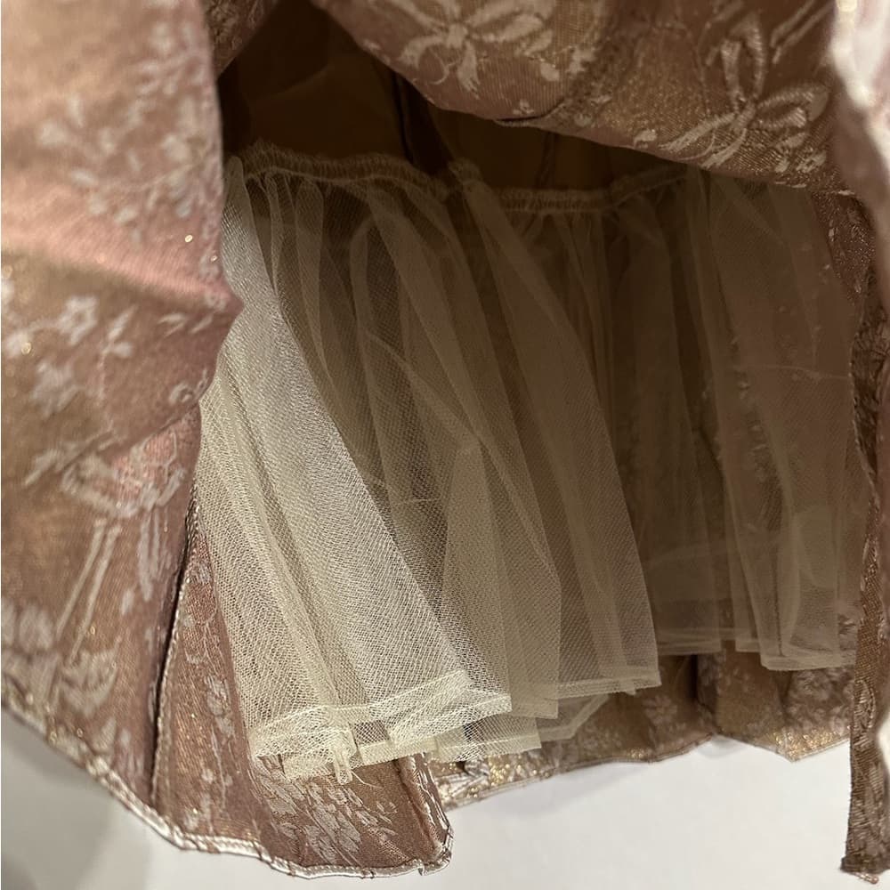 Zum Zum by Niki Livas Strapless Brocade Party Dress Champagne Y2K Size 1 Juniors - Thumbnail 3