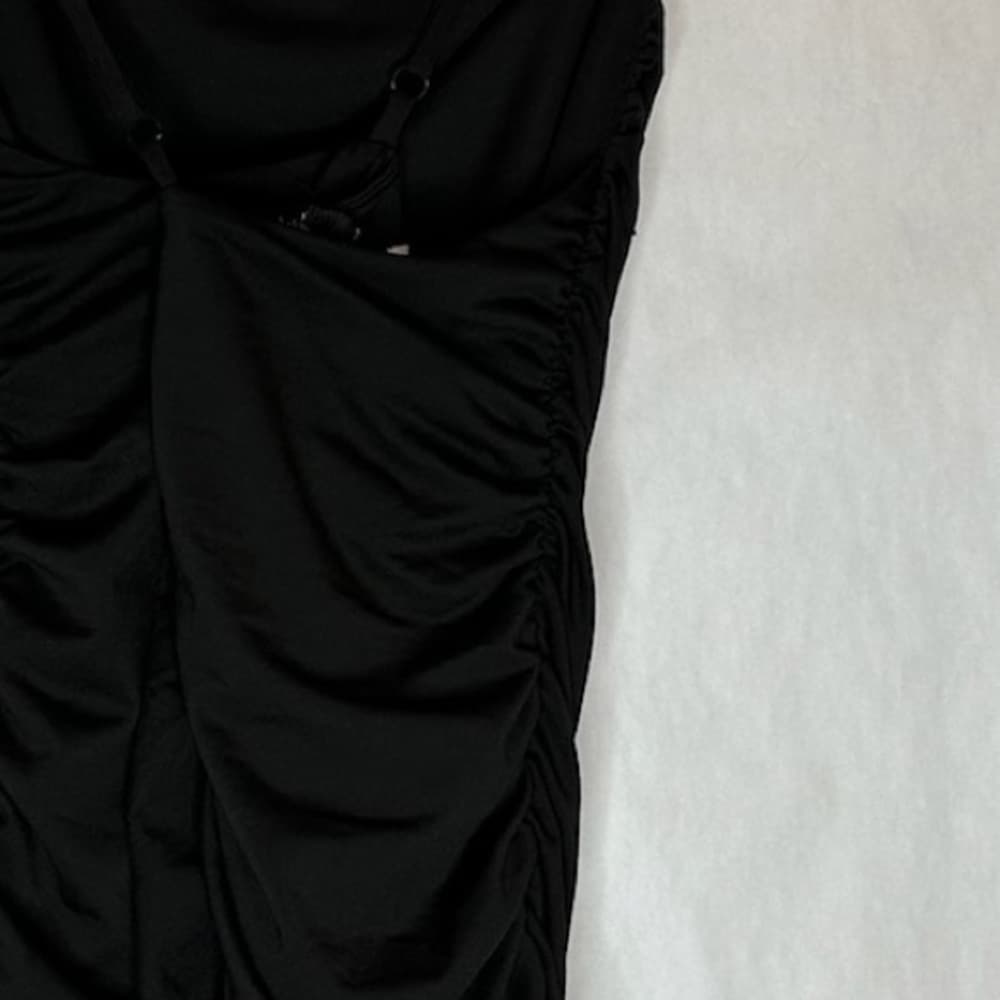 Princess Polly Dottie Mini Dress Black Ruched Crossed Back Straps Size US 8 - Thumbnail 12