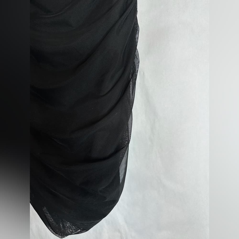 Princess Polly Charvi Mini Dress in Black Mesh Off or On Shoulder in Size US 8 - Thumbnail 13