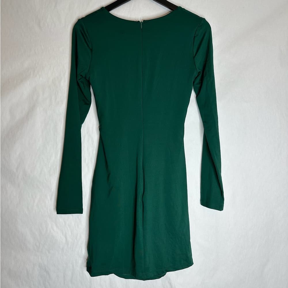 NWT Princess Polly Remine Long Sleeve Mini Dress Green Cut Out Front US Size 8 - Thumbnail 7