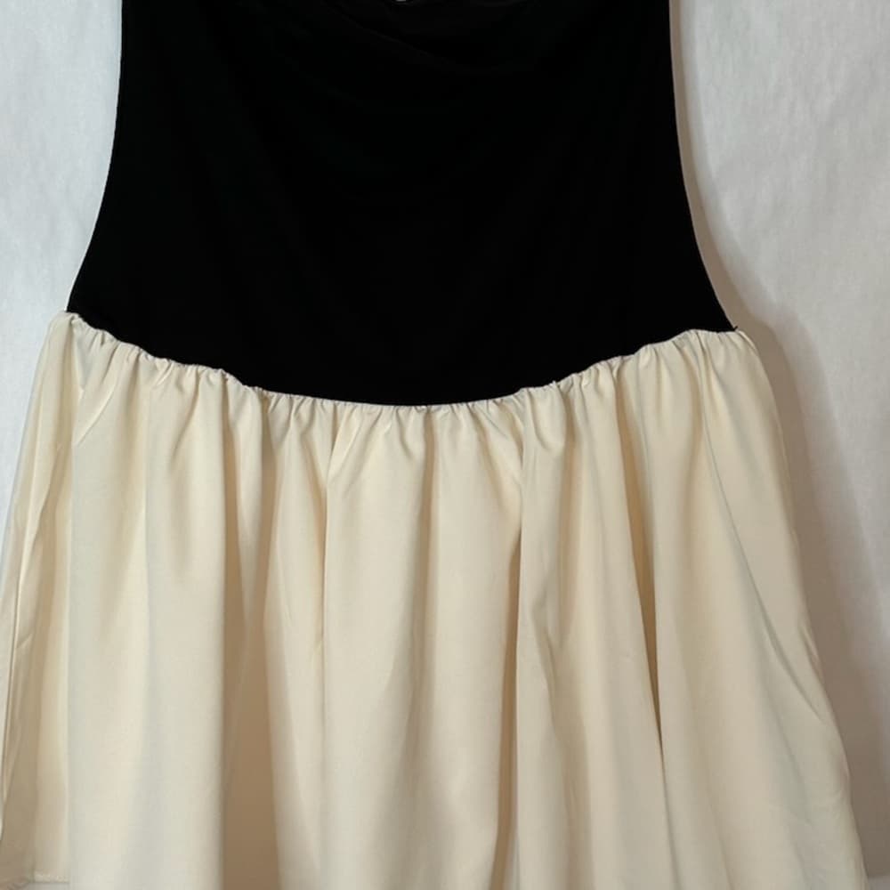 NWOT SHEIN Color Block Strapless Mini Dress Black Beige | TAGS CUT OUT SEE NOTE - Thumbnail 12