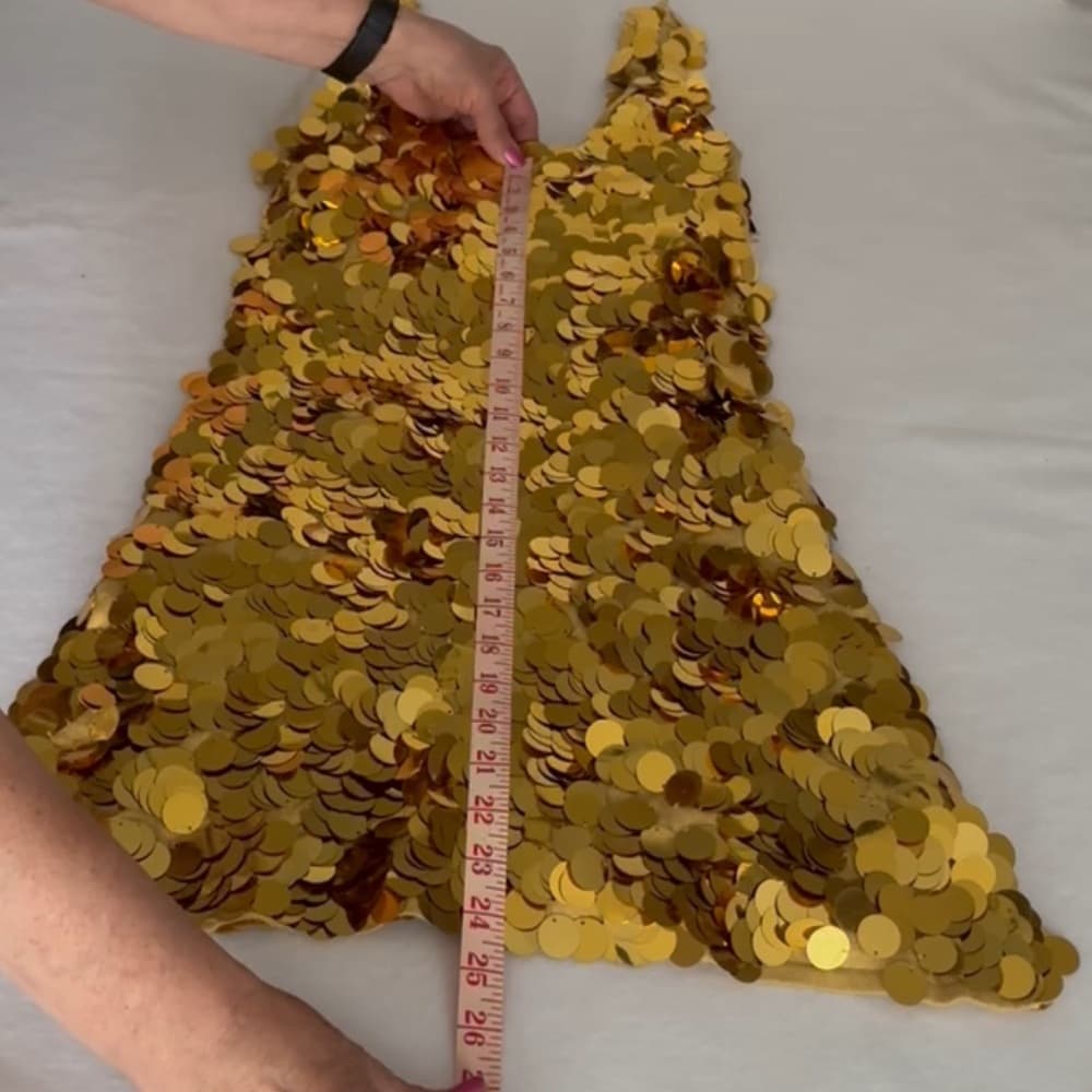 Paris Hilton Gold Sequin Paillettes Gold Dress Y2K Vintage Deadstock - Thumbnail 14