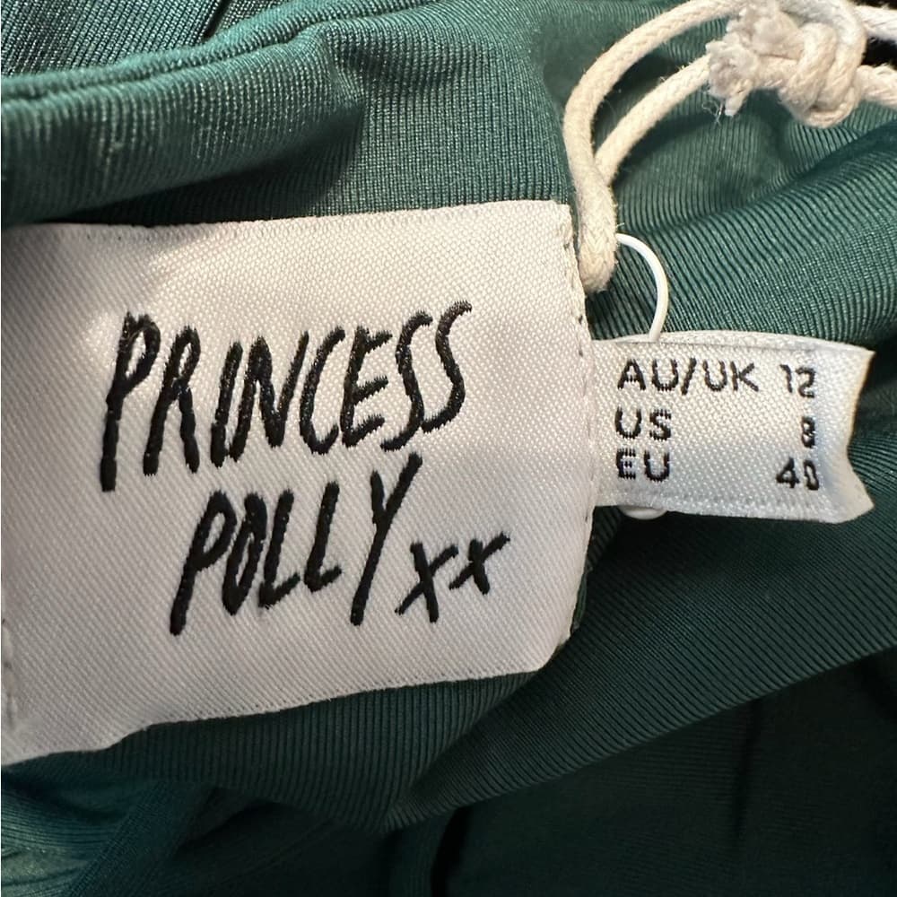 NWT Princess Polly Remine Long Sleeve Mini Dress Green Cut Out Front US Size 8 - Thumbnail 8