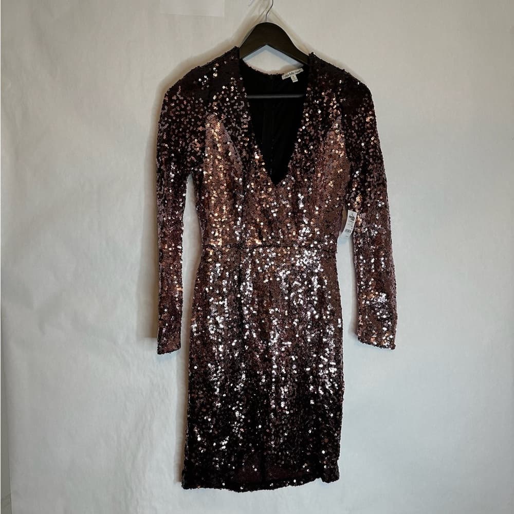 NWT Charlotte Russe Sequin Bodycon Dress Medium Rose Silver Ombré Y2K Sparkle