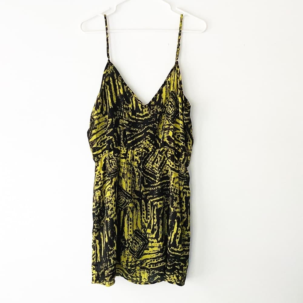 Blue Rain for Francesca’s Black/Yellow Graphic Print Mini Dress Spaghetti Straps - Thumbnail 5