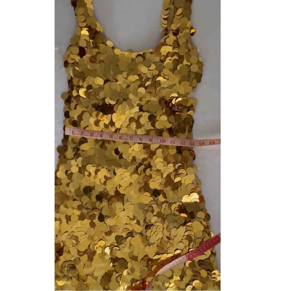 Paris Hilton Gold Sequin Paillettes Gold Dress Y2K Vintage Deadstock - Thumbnail 12